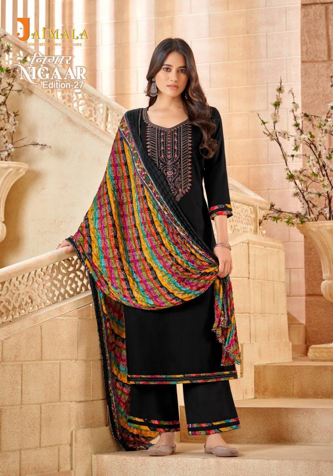 Nigaar 27 Jaimala By Alok Rayon Embroidery Dress Material Wholesale Price In Surat